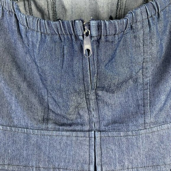 Arden B Sz XS Y2K Chambray Studded Stud Strapless Military Style Mini Dress T210 - Picture 7 of 9